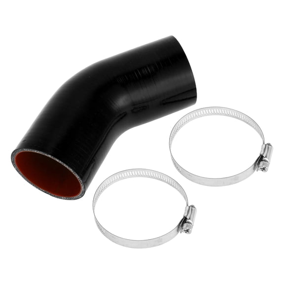 Unique Bargains 1 Set 70mm/2.76" ID 102mm/4.02" Length 45 Degrees Black Red Car Silicone Hose with Clamps Coolant Hose Universal