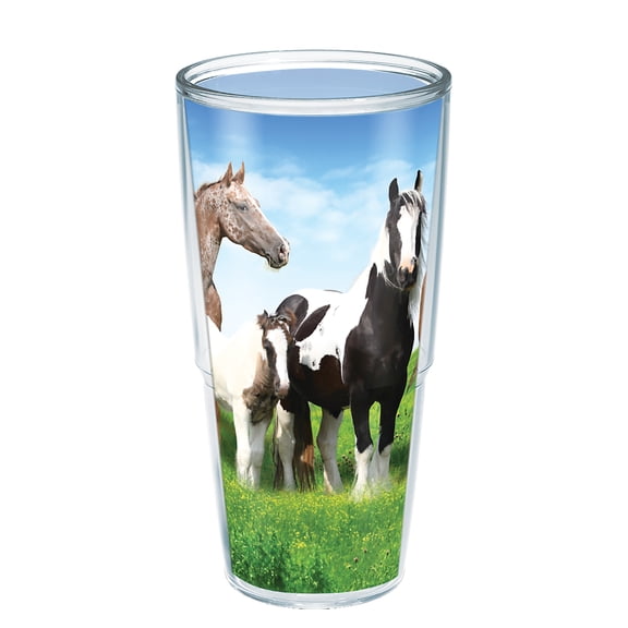 Tervis Horses Made in USA Double Walled  Insulated Tumbler Travel Cup Keeps Drinks Cold & Hot, 24oz - No Lid, Clear