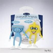 7 in. Plastic Bendable Chanukah Friends Dreidel & Menorah Set