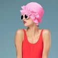 thumbnail image 3 of Pleated Cloth Swim Cap, Elastic Anti-Slip Swim Cap, Women Ear-protecting Bathing Cap Beach Surfing Cap for Long Short Thick Hair, 3 of 7