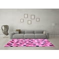 thumbnail image 3 of Ahgly Company Machine Washable Indoor Round Checkered Pink Modern Area Rugs, 7' Round, 3 of 4