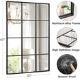 thumbnail image 3 of Melodieux 30"x 40" Rectangular Wall Mirror Black Windowpane Aluminum Frame, 3 of 4