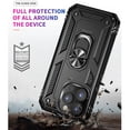 thumbnail image 3 of TJS Phone Case for Apple iPhone 14 Pro Max, Impact Resistant Metal Ring Magnetic Support Kickstand Drop Protector Cover for iPhone 14 Pro Max (Black), 3 of 5