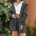 thumbnail image 2 of MIASHUI Women's Plush Three-Piece Pajama Set Camisole Shorts Robe Sleepwear Cozy Loungewear Warm Homewear Comfortable Outfit Grey,M, 2 of 5