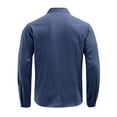 thumbnail image 4 of WTOBBY Men's Casual Long Sleeve Shirt Lapel Collar Button Front Pocket Classic Fit Breathable Cotton Blend Office Wear Business Casual Daily Top,Navy S, 4 of 7