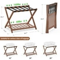 thumbnail image 6 of BAMBOOHOMIE Bamboo Luggage Rack, Folding Suitcase Stand with Storage Shelf for Guest Room, Wide Luggage Stand Foldable for Bedroom Hotel, Brown, 6 of 9