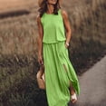 thumbnail image 1 of Robe Décontractée pour Femmes Robe d'Été pour Femmes Sans Manches Col Robes Maxi Couleur Unie Robe à Fente Vêtements pour Femmes G AG, 1 of 5
