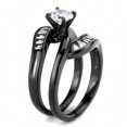 thumbnail image 4 of Womens 0.65 Carat Round Cut CZ Black IP Stainless Steel Wedding Ring Set - Size 10, 4 of 5