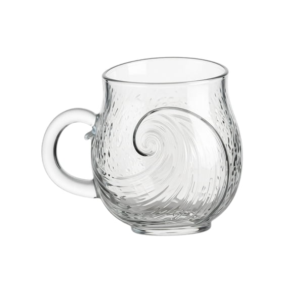 Kiddiway Ocean Pattern Art Glass Tumbler - Wave Design Drinking Cup for Coffee and Juice, Elegant Glass Tumbler for Home Bar and Serving