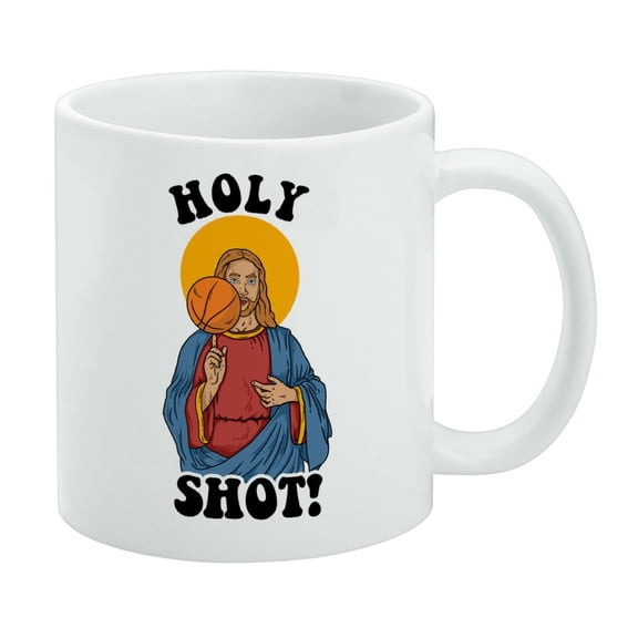 Holy Shot Basketball Jesus Funny Humor White Mug