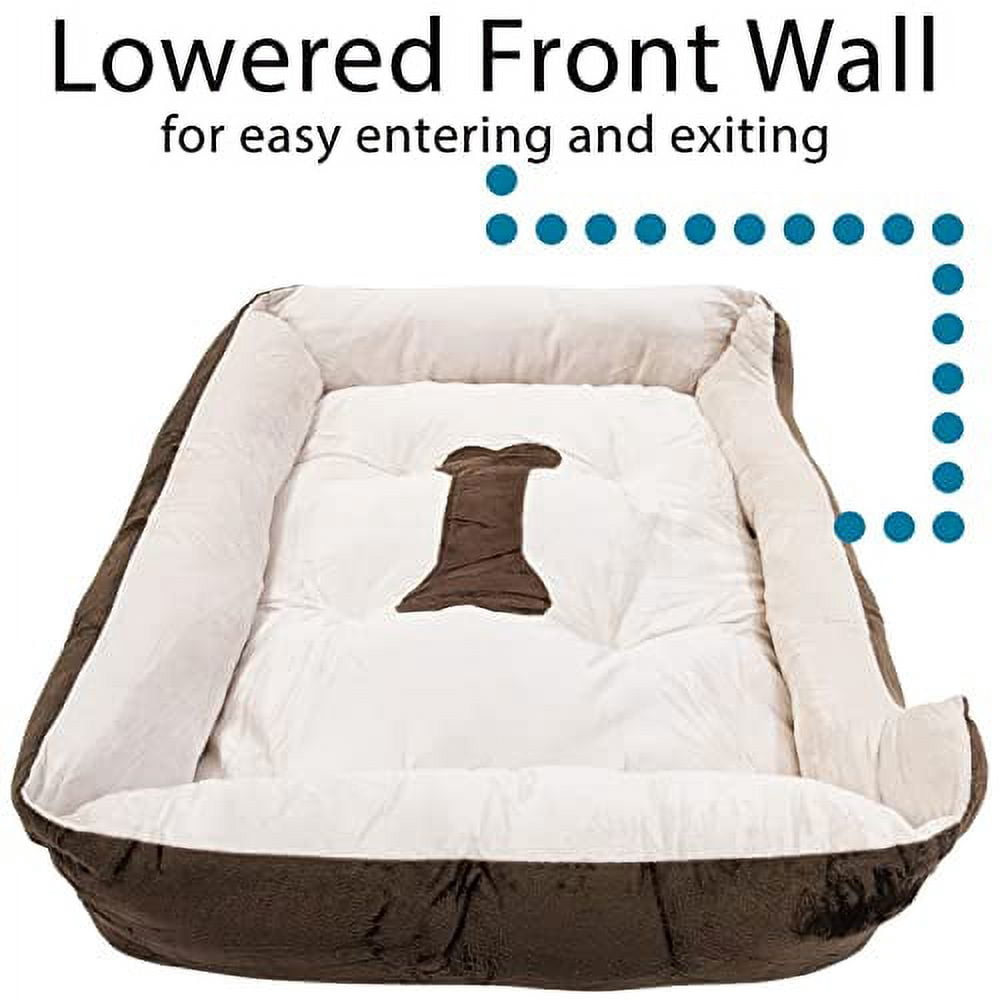 Large 31"×24" Luxury Pet Bed for Dogs or Cats - Super Soft, Machine Washable, Waterproof Non-Slip Underside, Low Front Wall for Easy Entering & Exiting