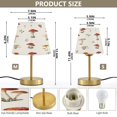 thumbnail image 2 of Tapered Desk Lamp with Antique Brass Base Table Lamps Dimmable LED Bulb Button Switch Night Light Watercolor Mushrooms Pattern Medium, 2 of 8