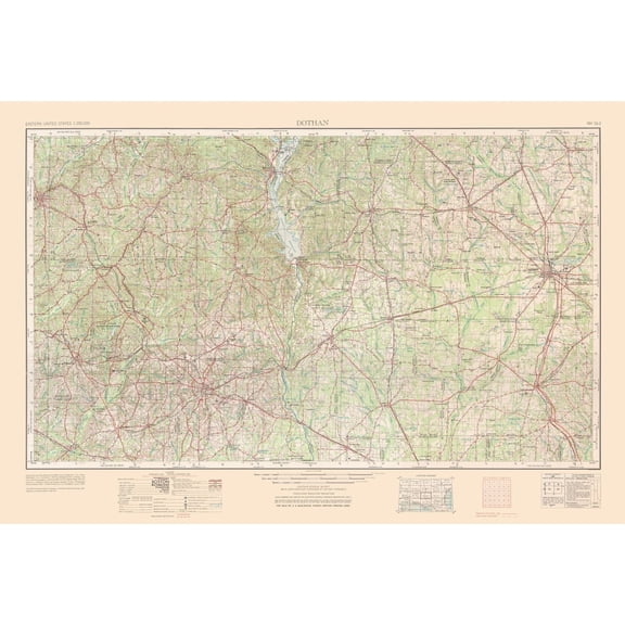 Topographical Map - Dothan Florida Quad - USGS 1965 - Vintage Wall Art