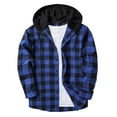 thumbnail image 2 of BXINGOHAI Hooded Flannel Shirt for Men Plaid Shirts Long Sleeve Flannel Jacket Button-Down Shirt Jacket with Hood Blue L, 2 of 6