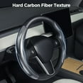 thumbnail image 2 of Funda universal de fibra de carbono para volante, protector de volante duro para automóvil, cubierta de volante de fibra de carbono antideslizante segmentada (fibra de carbono azul mate), 2 of 3