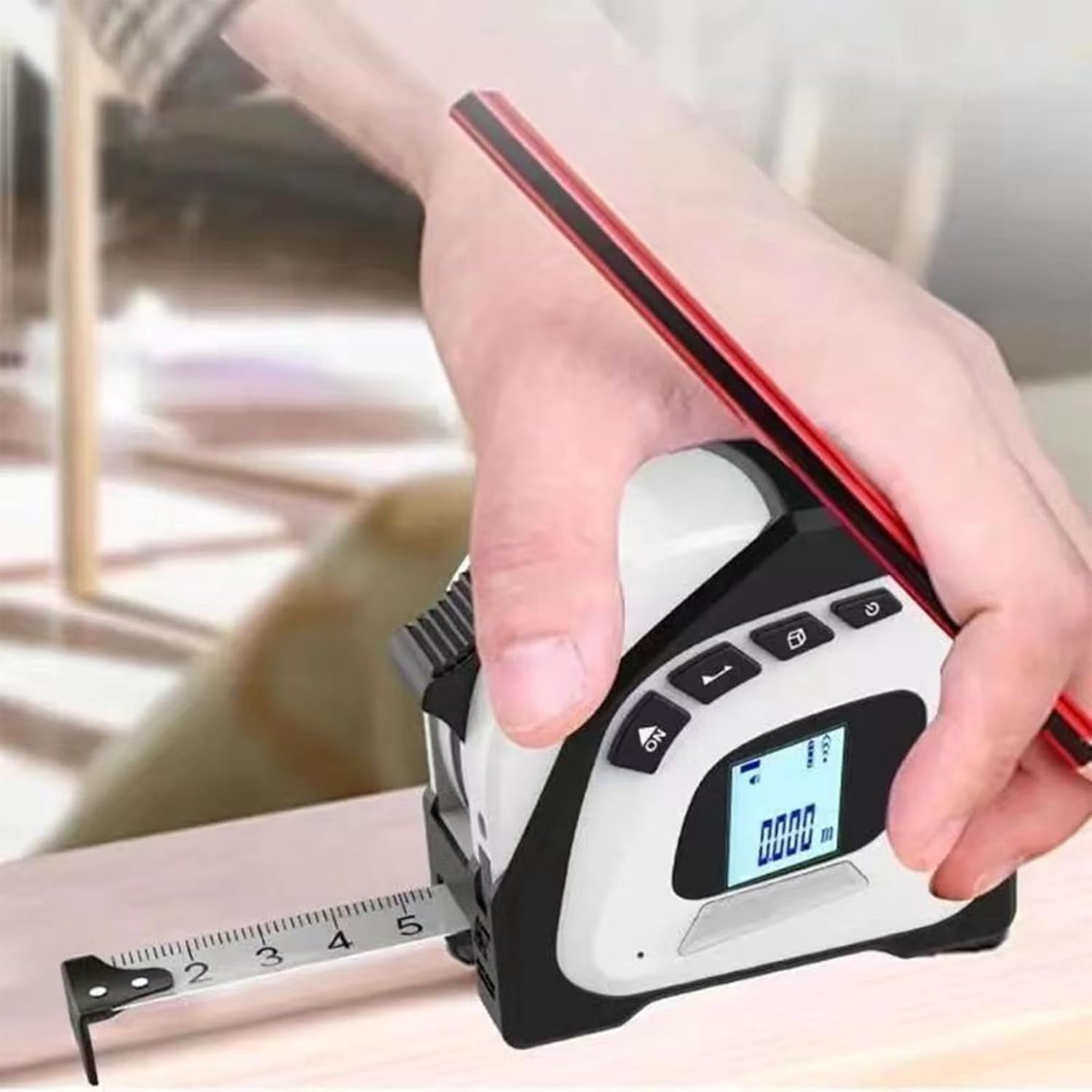 2-in-1 Laser Tape Measure: 131Ft/40m Digital Tape Measure with Infrared Laser, 16ft/5m Retractable Electric Measuring Tape with Led Display | Pythagorean, Area, Volume, Ft/Ft+in/in/M Unit (White)
