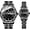 Black Black, variant on His and Hers Couple Quartz Watches, Stainless Steel Luminous Waterproof Wrist Watches with Calendar, Romantic Wedding Business Dress Pair Watches for Valentine's Day Gift