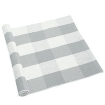Unique Bargains Cotton Woven Checkered Area Floor Rug Carpet Mat Gray & White 35"x24"