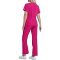 thumbnail image 4 of WULMLEO 2 Piece Scrubs Outfits for Women V Neck Medical Scrub Sets Stretch Short Sleeve Casual Nurse Uniform Tops and Pants Soft Comfortable Spring Petite Nursing Workwear Hot Pink L, 4 of 4