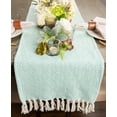 thumbnail image 5 of Contemporary Home Living Diamond Cascades Woven Cotton Table Runner - 72" - Aqua and White, 5 of 7