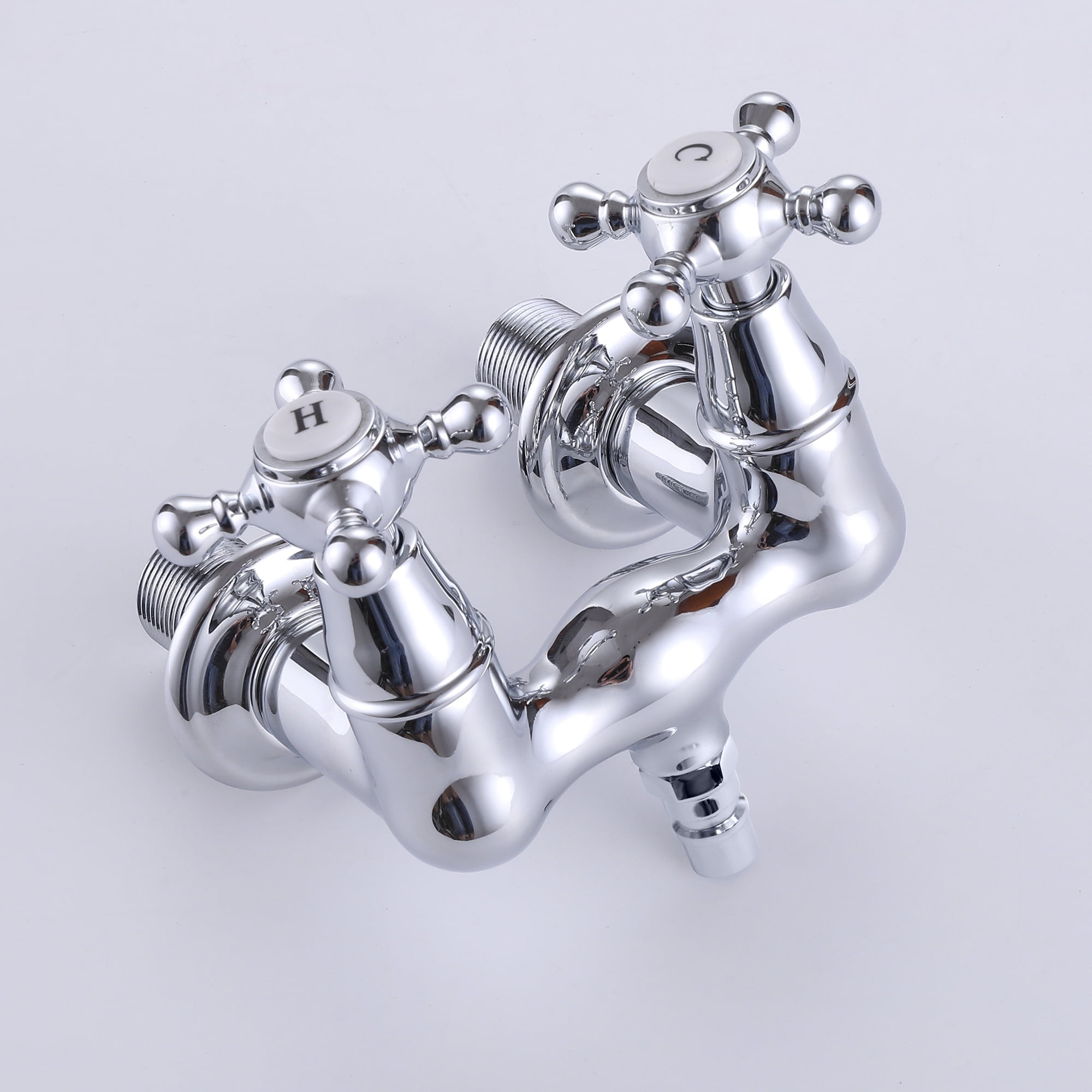SUMERAIN Wall Mount Tub Faucet Vintage Leg Tub Filler 3-3/8 Inch Center High Flow Chrome