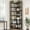 Black + Black Embossed-7 Tier, variant on AOILE 86" Corner Bookshelf, Industrial L-Shaped 7-Tier Bookcase with Metal Frame, Large Corner Display Rack Shelf for Living Room, Bedroom, Office