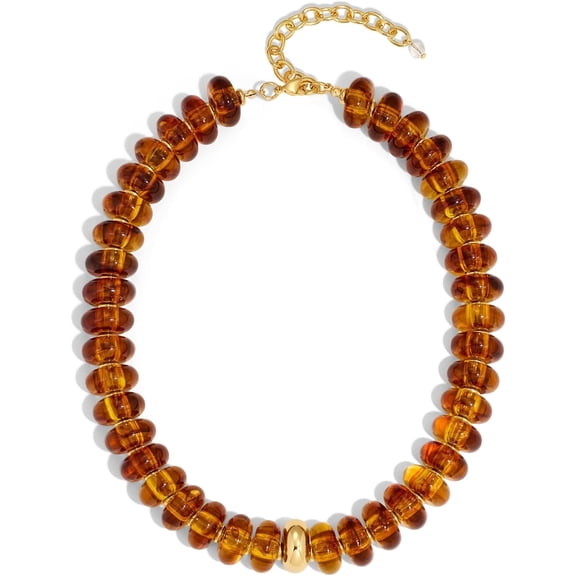 Leaf Resin Chunky Beaded Necklace for Women Minimalistic Modern Statement Necklace Jewelry Accessories