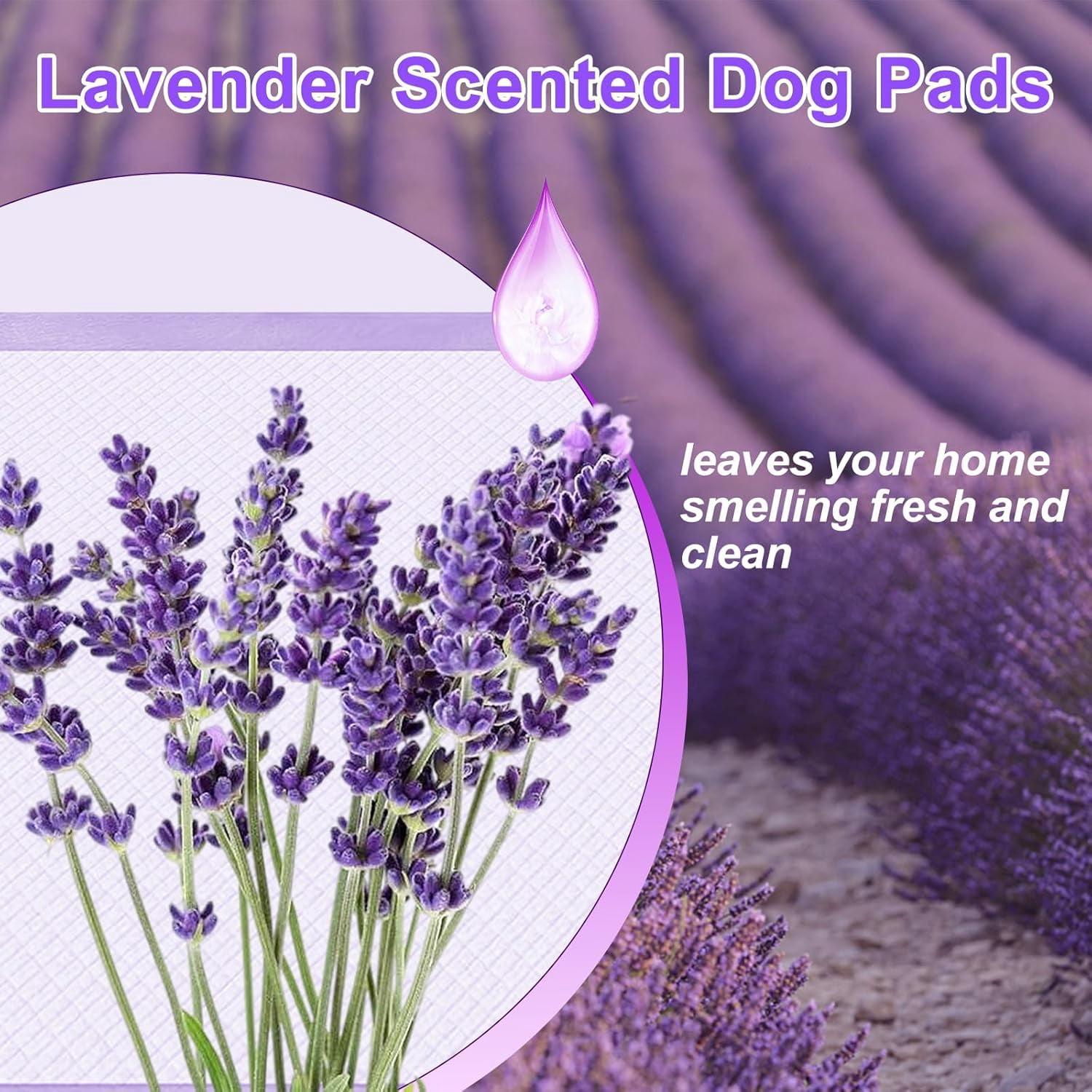 Lavender Scented Super Absorbent & Leak-Proof Puppy Pads, 36"x36" Odor Control Pet Training Dog Pee Pads, Thicken Quick Dry Pee Pads, Potty Training Pads for Dogs Cats (Lavender Scented)