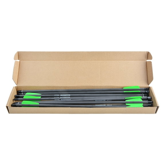 CHN Archery - 15" Pure Carbon Crossbow Bolts Spine 400 Green (12 Pack)【Ship from USA】
