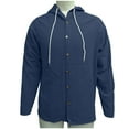 thumbnail image 6 of Linen Shirts For Men Sevevn Men's Casual Hooded Button Down Shirts Lightweight Long Sleeve Textured Tops Navy M, 6 of 8