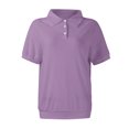 thumbnail image 3 of larppty Womens Polo Shirts Business Casual Work Tops Short Sleeve Button Down Collared V Neck Golf Blouse T-Shirt (Light Purple, M), 3 of 4
