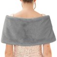 thumbnail image 6 of Gelikeya Womens Fauxfur Shawl Wrap Cape for Bridal Wedding Party Bridal with Pearl Rhinestone Brooches, Grey, Size L, 6 of 6