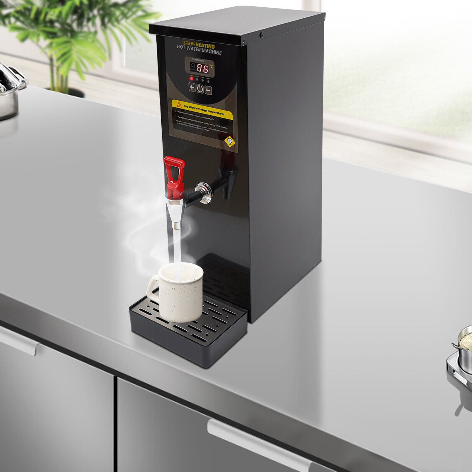 TFCFL 8L/2.11gal Electric Water Boiler 304 Stainless Steel Hot Water Dispenser Digital Display 2KW 110V