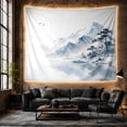 thumbnail image 6 of Ink Wash Mountain Lake with Flying Birds, Calming Japanese Inspired Art for Nature Lovers, Scenic Landscape Wall Decor, Housewarming Gift, Tapestry Wall Hanging for Bedroom and Living Room, 6 of 7