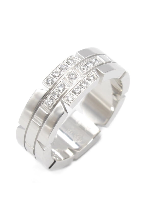 Pre-Owned Cartier Tank Franaise Diamond Ring, 18K White Gold (K18WG) with Diamonds,... (Good)