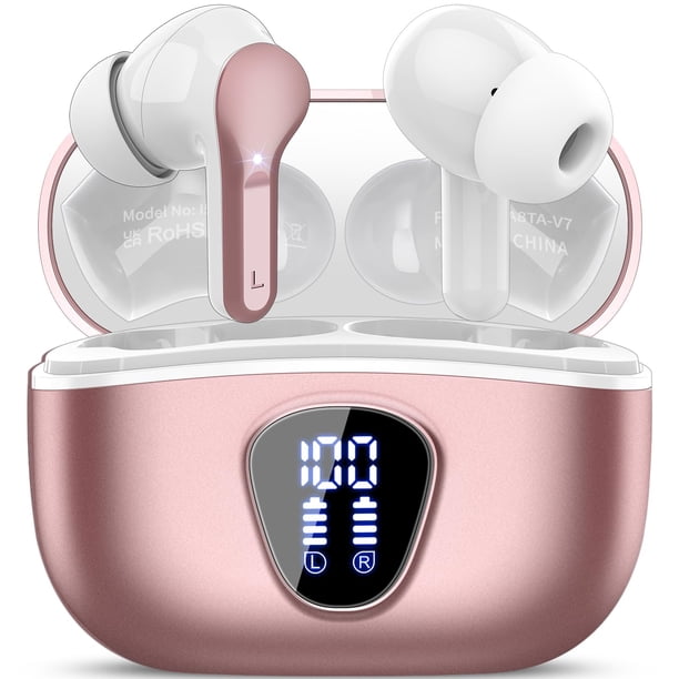 Auriculares inalámbricos BESNOOW Bluetooth 5.4 HiFi Stereo IP7 Rose Gold