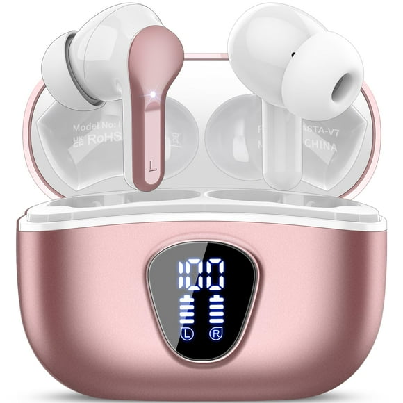 Auriculares inalámbricos BESNOOW Bluetooth 5.4 HiFi Stereo IP7 Rose Gold
