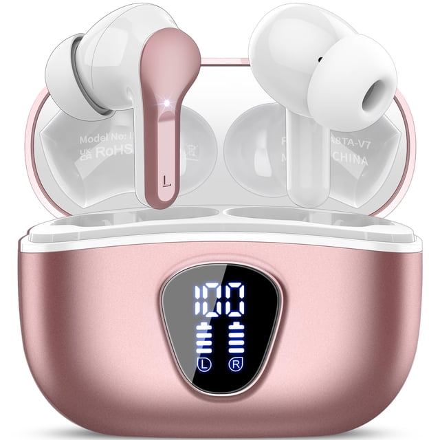 Auriculares inalámbricos BESNOOW Bluetooth 5.4 HiFi Stereo IP7 Rose Gold