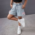 thumbnail image 5 of Liyamei Girls Bowknot Denim Shorts with Washable Fabric for Summer Size 8-14,Light Blue, 5 of 5