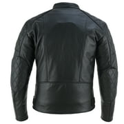 Men's Motorbike Leather Jacket Distress Zip Up Motorcycle Protection Jackets All Black-5XL