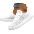 thumbnail image 4 of Womens Lace Flower Embroidered Sneakers Breathable Comfort Round Toe Lace-Up Walking Tennis Shoes, 4 of 8