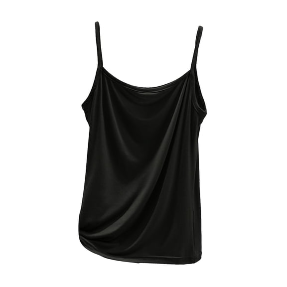 Ticikt Women's Soft Strap Camisole Tank Top for Layering Comfortable All Season Casual Wear Basic Undershirt,Color:Black