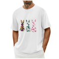 thumbnail image 5 of Tops for Men under $5 Short Sleeve Round Neck Easter Eggs Rabbit Print Shirt White XL, 5 of 5