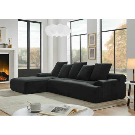 Modern L-Shape Sectional Sofa Couch for Living Room,110.25" Velvet Deep Seating Upholstered Sofa,Free Combination Sofa,Black