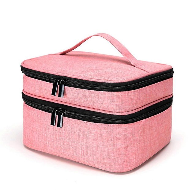 Estuche portátil de viaje de doble capa para esmaltes de uñas, aceites esenciales, cosméticos, perfumes y labiales.