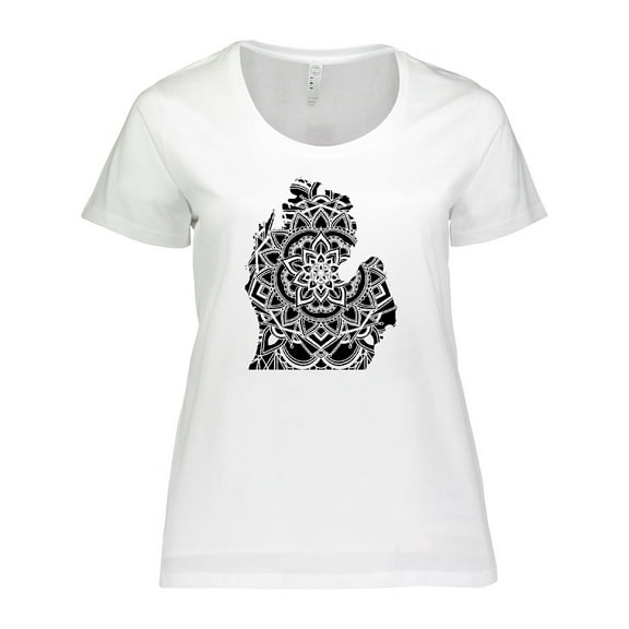 Inktastic Michigan Silhouette Mandala Women's Plus Size T-Shirt