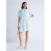 Free Assembly Women's Tie Neck Striped Cotton Mini Dress, Sizes XS-4X