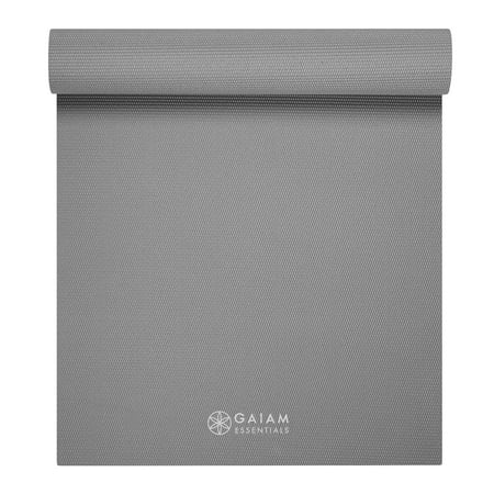 Gaiam Essentials Premium Yoga Mat with Yoga Mat Carrier Sling, 72L x 24W x 1/4 Inch Thick, Grey