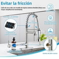 thumbnail image 2 of Grifo de Cocina Grifos Monomando Grifo de Boquilla Doble llaves para fregadero de cocina con Resorte, Desplegable de Acero Inoxidable Mezcladora Para Fregadero Uso simultáneo Dos Boquillas, 2 of 8