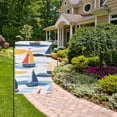thumbnail image 2 of Yayeee Garden Flag 12" x 18" Double Sided Outdoor Yard Lawn Holiday Decorations, Orange Hand Drawn Sailboats, 2 of 6